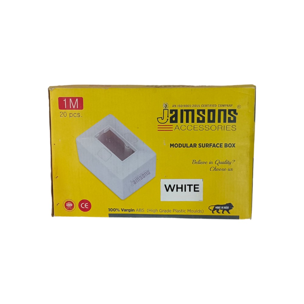 Jamsons 1 Modular Surface Box With Plate White, 20pcs Box
