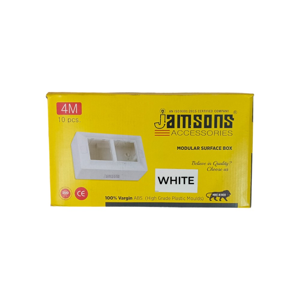 Jamsons 4 Modular Surface Box With Plate White, 10pcs Box