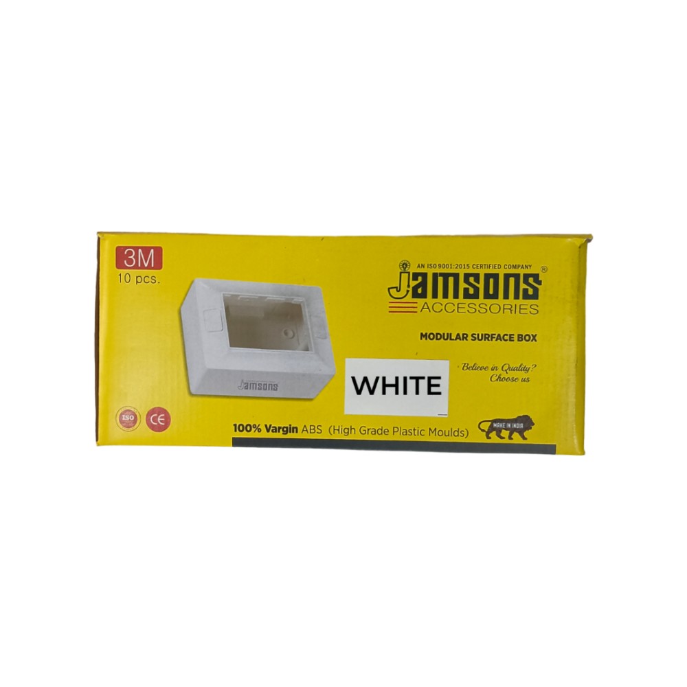 Jamsons 3 Modular Surface Box With Plate White, 10pcs Box