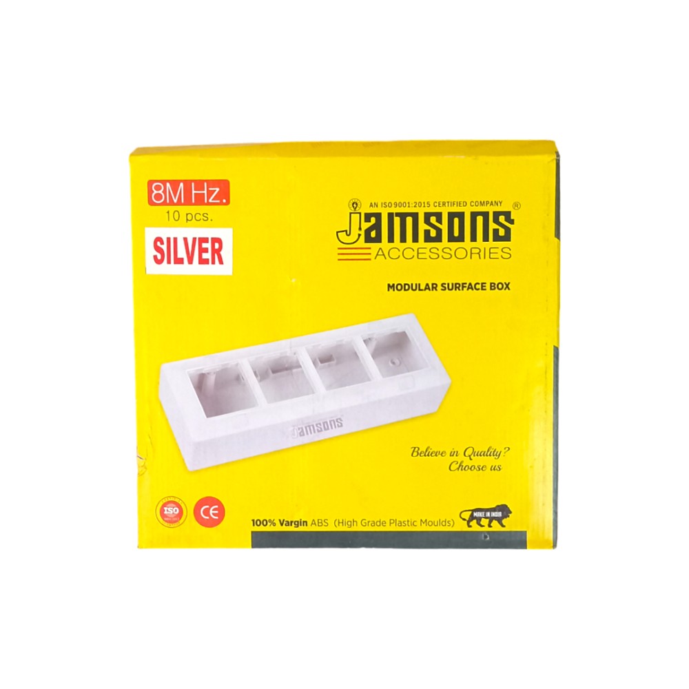 Jamsons 8 Modular Hz Surface Box With Plate Silver, 10pcs Box