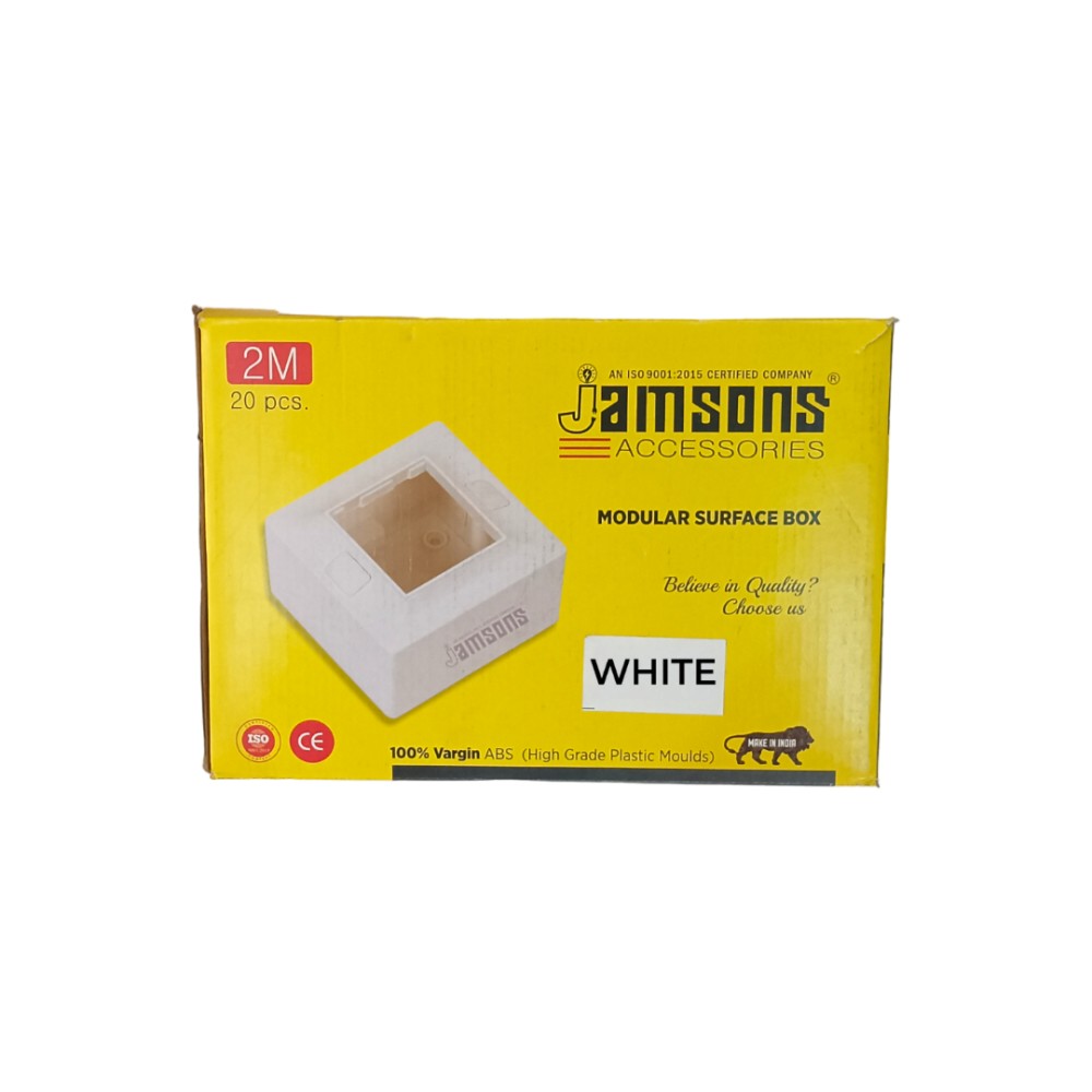 Jamsons 2 Modular Surface Box With Plate White, 20pcs Box