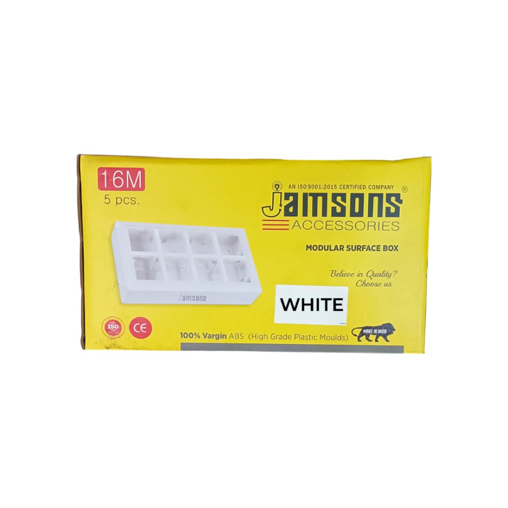 Jamsons 16 Modular Surface Box With Plate White, 5pcs Box