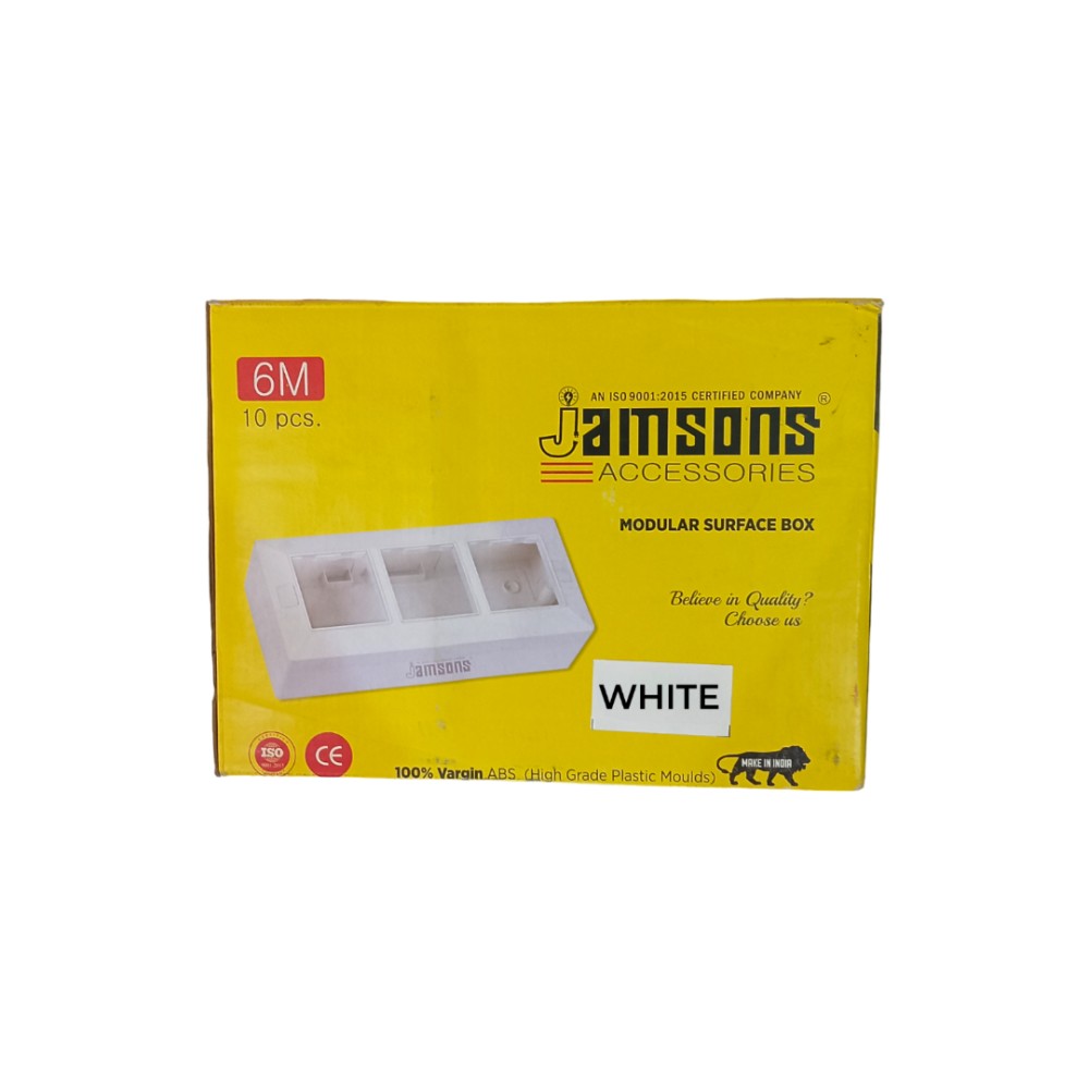 Jamsons 6 Modular Surface Box With Plate White, 10pcs Box
